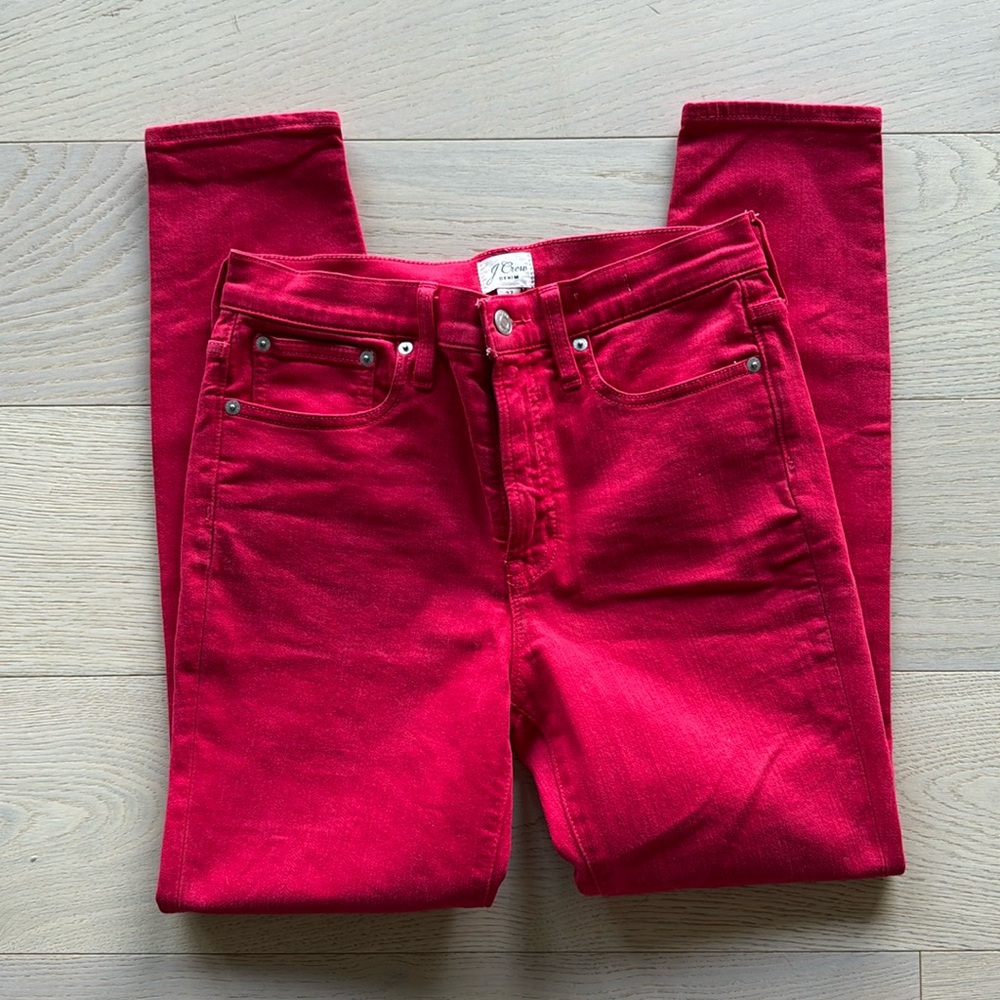J. Crew Red 10” High Rise Toothpick Jeans